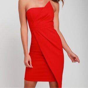 Queen Of The City Red Strapless Bodycon Dress